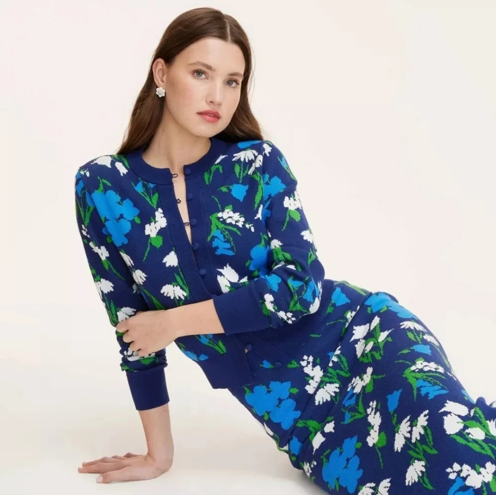 Kate Spade New York Women's Mixed Floral Cardigan - Blue/Green/White XS - Picture 3 of 15